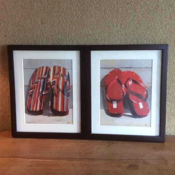 Craig Nelson Signed Flip Flop Pictures Beach House Nautical Decor Wall Ideas - Picture 2 of 9